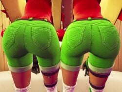 3d ass ass_focus big_butt female fortnite holiday_boxy_(fortnite) rear_view screencap shorts standing tagme video