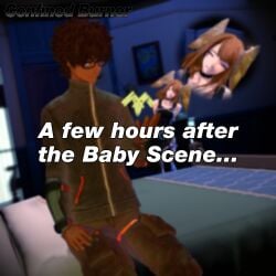bedroom confinedburn eunie_(xenoblade) smile story tagme taion_(xenoblade) text wings_on_head xenoblade_(series)