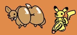 2d_animation :3 aliasing all_fours ambiguous_gender animated anus ass balls big_butt big_penis brown_body brown_fur digital_media_(artwork) duo eevee fur generation_1_pokemon genitals glistening glistening_butt happy huge_butt huge_cock looking_at_another looking_at_viewer looking_back loop male nintendo nxyitn open_mouth penis pikachu pokemon pokemon_(species) presenting presenting_hindquarters seamless_loop simple_background tail tail_motion thick_thighs twerking x_anus yellow_body