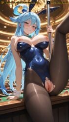 2025 ai ai_assisted ai_generated anime anime_style aqua_(konosuba) arms_up artist_name blue_eyes blue_hair blush breasts bunny_ears bunny_girl bunnysuit dreamyan_ai drunk exposed_pussy hi_res high_quality high_resolution highres kono_subarashii_sekai_ni_shukufuku_wo! konosuba long_hair pantyhose patreon pussy ripped_clothing seductive seductive_eyes seductive_look seductive_mouth seductive_pose seductive_smile smile smiling thick_ass thick_thighs thighs uncensored white_body white_hair white_skin