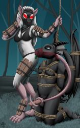 anthro bondage bondage bound dragon duo female hasbro hi_res ink-eyes magic:_the_gathering male male/female mammal murid murine mythological_creature mythological_scalie mythology outside quakehoof rat rodent ryukishi scalie submissive submissive_male teasing wizards_of_the_coast