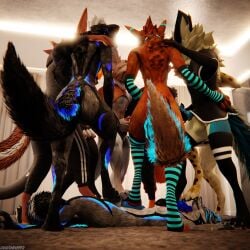 1:1 3d_(artwork) 4k absurd_res animal_genitalia animal_penis anthro anthro_on_anthro balls biped black_body black_fur blender_(artwork) blender_cycles blue_body blue_fur bodily_fluids bottomwear canid canine canine_genitalia canine_penis canis claws clothed clothing cum depth_of_field digital_media_(artwork) dominant dragonplayer dragonplayer_(character) erection feet feet_on_penis foot_fetish foot_lick foot_on_balls foot_on_chest foot_play footjob fox fur genital_fluids genitals grey_body grey_fur group hair hi_res hindpaw hoodie inside knot licking lying lying_on_ground male male/male mammal maro_lupus multicolored_body nude on_back on_ground open_mouth orgasm pants paws penis reflection rexouium sex slim slim_anthro slim_male slim_sub smile stepped_on stepping_on_another stepping_on_balls stepping_on_chest stepping_on_face stepping_on_genitals submissive submissive_male surrounded tail teeth tongue tongue_out topwear trampling white_body white_fur
