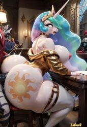 1girl 3d_(artwork) ai_generated anthro anthro_female anthro_on_anthro anthro_penetrated ass big_ass big_breasts breasts curvaceous curvy curvy_female curvy_figure friendship_is_magic hetero_sex hourglass_figure lucasai massive_ass massive_breasts my_little_pony nipples penetration pink_nipples princess_celestia_(mlp) sex sex_from_behind thick_thighs unicorn_horn voluptuous voluptuous_body voluptuous_female white_body white_skin wide_hips zebra zebra_(male)_(mlp)