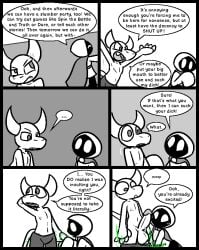 2025 4_fingers anthro balls big_balls big_penis blush bottomwear cape claws clothing comic cross-popping_vein cute_fangs demon dialogue duo ellipsis english_text erection fangs finger_claws fingers frown genitals glans greyscale half-closed_eyes humanoid humanoid_genitalia humanoid_on_anthro humanoid_penis imminent_sex leo_the_magician looking_away looking_up magic male male/male monochrome narrowed_eyes no_pupils onomatopoeia open_mouth pants penis penis_on_face profanity raised_arms robe shadow_creature sound_effects speech_bubble spot_color teeth text to-be-named-later ultilix undressing yelling