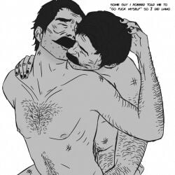 black_hair body_hair bruises gay male male/male moustache original_character red_dead_online red_dead_redemption_(series) self_love