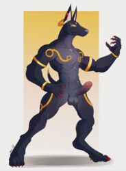 anthro anubis canine deity full-length_portrait full_length jackal male male_only mammal penis portrait solo standing undeadkitty13