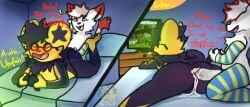anthro bodily_fluids conker's_bad_fur_day cum cum_in_ass cum_inside duo feral gaming gaming_while_penetrating generation_1_pokemon generation_4_pokemon generation_8_pokemon genital_fluids genitals hisuian_form hisuian_zorua humanoid_genitalia humanoid_penis hybrid kai_mew-(character) legendary_pokemon luca_the_shinx luca_the_shinx_(artist) luxray male male/male mew mew_(pokemon) nintendo penis pokemon pokemon_(species) rareware regional_form_(pokemon) zorua