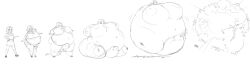 2d 2d_(artwork) about_to_burst about_to_pop artist_request belly_button black_and_white cock cum cumming female female_only full_body_inflation futanari inflation intersex navel oc orgasm outie_belly_button outie_navel penis penis_inflation popping sequence spherical_inflation