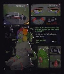 0zutea bondage bound comic dandy's_world dandy_(dandy's_world) desperation dialogue dildo edging male sex_toy solo_male text