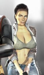 1girls 3d abs alyx_vance big_ass big_breasts black_hair breasts clothed_female clothing curvy curvy_female curvy_figure edit edited edited_official_artwork female female_focus female_only gordon_freeman half-life half-life:_alyx half-life_(series) half-life_2 holding_weapon human human_female jacket looking_at_viewer looking_pleasured miaschani short_hair solo solo_female source_filmmaker tagme tomboy valve video_game video_game_character video_game_franchise video_games walking wardrobe_malfunction wide_hips