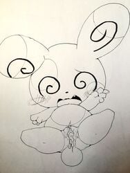 after_sex anus blush clitoris cum cum_in_pussy cum_inside female messy nintendo open_mouth pokemon pussy sitting solo spinda spiral_eyes spread_legs spreading tatwuyan traditional_media_(artwork) video_games