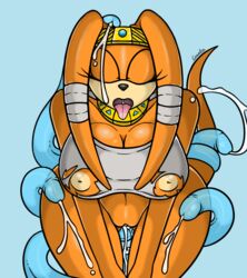 anthro bandage belly big_breasts breasts canastus chaos_(sonic) closed_eyes clothing crown cum dreadlocks echidna eyelashes female jewelry male mammal monotreme monster nipples nude open_mouth penetration sonic_(series) tentacle tiara tikal_the_echidna tongue tongue_out torn_clothing vaginal_penetration water wide_hips
