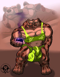 2_heads abs arrow barazoku biceps big_muscles big_pecs bulge clothing digitigrade feline hyena kissing male male_only mammal multi_head muscular muscular_arms muscular_legs muscular_male open_mouth paws pecs potion shirt small_head stated_heterosexuality stated_homosexuality thick_neck tongue triceps underwear xatanlion