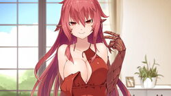 1girls claws female female_only game_cg lizard_girl monster_girl monster_musume_no_iru_nichijou monster_musume_no_iru_nichijou_online official_art pointy_ears red_eyes red_hair sala_(monster_musume) salamander scales smile solo