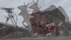 2_heads 3d animal_genitalia animal_penis animated bethesda_softworks cum_in_pussy cum_inside fallout multi_head no_sound radstag reindeer_costume santa_claus_(cosplay) santa_costume tagme vault_dweller video zoophilia