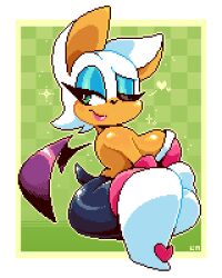 1girls 2023 2d 2d_(artwork) 2d_artwork ass bat bat_ears bat_wings blush bodysuit boots breasts bubble_butt green_eyes heart huge_breasts legendofnerd lipstick mascara mobian mobian_(species) mobian_bat one_eye_closed pants pixel pixel_art rouge_the_bat sega side_view sonic_(series) sonic_adventure_2 sonic_team sonic_the_hedgehog_(series) tagme white_hair wings