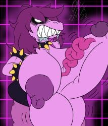 1futa 2d anthro balls_expansion big_ass big_nipples breast_expansion breasts_out clothed deltarune erection futa_only futanari huge_balls huge_breasts huge_cock humanoid_penis hyper_balls hyper_penis onyx_twilight penis penis_expansion penis_out ripped_clothing sharp_teeth solo standing susie_(deltarune) undertale undertale_(series)