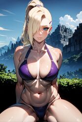 1girls ai_generated big_breasts bikini_bottom bikini_top blonde_hair blue_eyes boruto:_naruto_next_generations breasts cleavage costemania facing_viewer female female_only front_view hair_over_one_eye huge_breasts ino_yamanaka large_breasts light-skinned_female light_skin looking_at_viewer mature mature_female midriff milf nai_diffusion naruto naruto_(series) outdoors paipan pale-skinned_female pale_skin pose posing skimpy skimpy_bikini solo solo_focus stable_diffusion swimsuit thick_thighs thighs toned toned_female very_long_hair white_skin