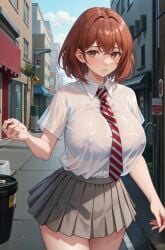 2d ai_generated big_breasts female female_focus female_only hinata_tachibana nipples non_nude school_uniform schoolgirl tachibana_hinata tokyo_revengers