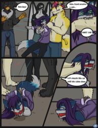 anthro avian bitting canine comic cornel english_text feline felineelement female furry gag gagged grabbing group male mammal page_3 page_number recca_sen_li spring_heat stormgryphon