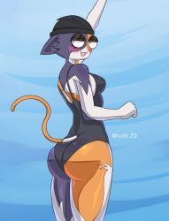 ass ass_focus back beanie big_ass blush cat_ears cat_humanoid cat_tail ccld23 female female_focus female_only fortnite fortnite:_battle_royale furry furry_only furry_tail looking_back meow_skulls_(fortnite) swimsuit thick_ass thick_thighs tight_clothing voluptuous watermark