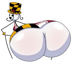 alpha_channel ass ass_focus cgp_grey female huge_ass hyper_ass maryland_(cgp_grey) mob_face squatting stickman supersecretsoup_(artist) transparent_background twerking