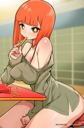 1girls bayeuxman bob_cut breasts busty curvaceous curvy curvy_body curvy_female curvy_figure female french_fries fries mcdonald's milf mom_(japanese_mcdonald's_commercial) mother orange_hair thick_thighs thighs voluptuous yoru_mac