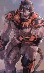 1boy 1male 2023 abs anthro anthyutena balls bara barazoku beard biceps big_balls big_muscles big_pecs big_penis black_eyes blush body_hair erection excited facial_hair fur furry gay genitals hair hairy hands hi_res high_resolution highres homosexual horn huge_balls huge_cock huge_penis humanoid_genitalia humanoid_penis large_penis legs male male_focus male_only masculine muscles muscular muscular_anthro muscular_male nipples nude pecs penis pose pubic_hair red_eyes solo standing striped_body stubble testicles tuft veiny_penis wasp_(anthyutena) wasp_(artist) yaoi zaddy