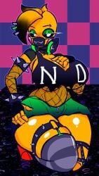 1girls big_breasts big_thighs breasts collar enormous_breasts female female_only fishnet_armwear fishnet_bodysuit fishnets five_nights_at_freddy's five_nights_at_freddy's_2 gigantic_breasts goth hand_on_breast headphones huge_breasts large_breasts mask masked masked_female massive_breasts piercing robot robot_girl skirt stockings stormkinght thick_thighs thunder_thighs toy_chica_(fnaf) underboob