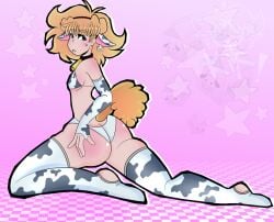 big_ass big_thighs blonde_hair blue_eyes cow_print doeswhat femboy incredibox legwear neesterhere youtube youtuber