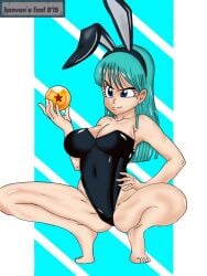 blue_eyes blue_hair bulma_(bunny) bulma_briefs bunny_costume bunny_ear bunnysuit dragon_ball dragon_ball_(classic) fanart sphere teenage_bulma teenager