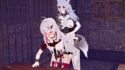 3d ahe_gao animal_ears animated anthro anthro_on_human artist_request cum detailed_background female fishnets furry futa_on_female futanari human intersex interspecies koikatsu sex source_request