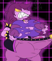 1futa 2d anthro balls_expansion belt big_ass big_balls big_breasts big_nipples breast_expansion bulge bulge_through_clothing deltarune erection futa_only futanari huge_balls huge_breasts huge_bulge huge_cock humanoid_penis hyper_bulge no_bra no_underwear onyx_twilight pants penis penis_expansion solo standing susie_(deltarune) tenting undertale undertale_(series) veiny_penis