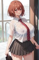 2d ai_generated big_breasts female female_focus female_only hinata_tachibana nipples non_nude school_uniform schoolgirl tachibana_hinata tokyo_revengers