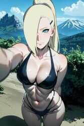 1girls abs ai_generated big_breasts bikini_bottom bikini_top blonde_hair blue_eyes boruto:_naruto_next_generations cleavage costemania curvaceous female female_only front_view hair_over_one_eye hourglass_figure huge_breasts ino_yamanaka large_breasts light-skinned_female light_skin looking_at_viewer mature mature_female milf nai_diffusion naruto naruto_(series) outdoors paipan pale-skinned_female pale_skin pose posing selfie solo solo_focus stable_diffusion swimsuit toned toned_female very_long_hair white_skin wide_hips