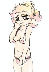 1girls bikini cephalopod_humanoid octoling octoling_girl pale-skinned_female questionable small_breasts splatoon