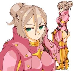 1girls 3amsoda armor ass big_ass black_panties blonde_hair breasts effie_(fire_emblem) female female_only fire_emblem fire_emblem_fates green_eyes grey_hair hair_between_eyes hair_bun hairbun knight light_hair medium_breasts panties pout sandy_blonde_hair short_hair solo underwear white_background