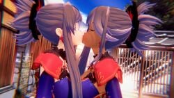 2girls 3d clone fate_(series) female_only kissing lesbian_kiss miruno_(artist) miyamoto_musashi_(fate) multiple_girls selfcest tagme twincest video yuri