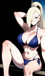 1girls ai_generated arm_behind_head arm_up armpits big_breasts bikini_bottom bikini_top blonde_hair blue_eyes boruto:_naruto_next_generations cleavage costemania female female_only hair_over_one_eye huge_breasts ino_yamanaka large_breasts light-skinned_female light_skin looking_at_viewer mature mature_female milf nai_diffusion naruto naruto_(series) one_arm_up outdoors paipan pale-skinned_female pale_skin pose posing side-tie_bikini side-tie_bikini_bottom sitting solo solo_focus stable_diffusion swimsuit toned toned_female very_long_hair white_skin