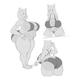 1girls 2d big_ass big_breasts female goat milf nerobero0 solo tagme toriel undertale undertale_(series) underwear