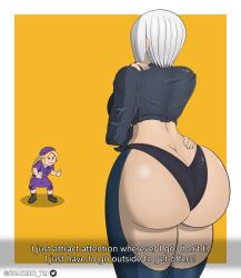 2girls :3 angel_(kof) ass ass_bigger_than_head back backshots big_ass big_butt blonde_hair bubble_butt curvaceous curvy curvy_body curvy_female curvy_figure hinako_shijou hugging_self king_of_fighters large_ass latina long_hair mexican_female snakebd snk white_hair