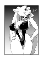 anthro anthro_milf choker female furry glasses heart huge_breasts leotard lingerie milf sensei_rei sumida_yubune thick_thighs