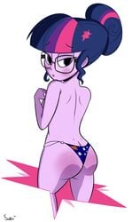 1girls ass australian_flag back_view breasts equestria_girls female friendship_games friendship_is_magic looking_back my_little_pony panties print_panties sci-twi solo supesnsfw thong topless twilight_sparkle_(mlp) underwear