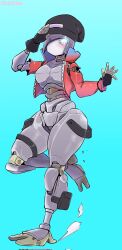 1girls beanie blue_eyes breasts fortnite fortnite:_battle_royale grey_body grey_hair gynoid jacket joshopaisen metallic_body rebel_(fortnite) robot robot_girl tagme thick_thighs wide_hips