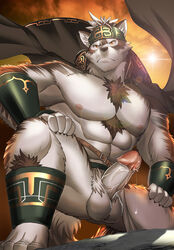 armpits canine clothing horkeukamui kumahachi0925 male male_only mammal muscular nipples penis solo tokyo_afterschool_summoners wolf