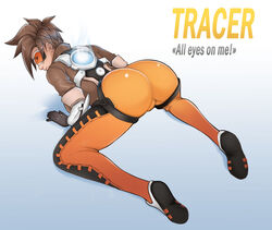 1girls ass bubble_butt dat_ass female female_only ohchiri overwatch presenting solo tracer