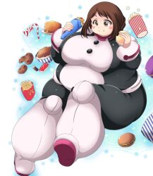 bbw belly_overhang big_belly big_breasts big_female chubby chubby_female fat fat_ass fat_female fat_fetish fat_girl fat_woman fatty hero_outfit_(mha) kurocaze large_female my_hero_academia obese obese_female ochako_uraraka overweight overweight_female plump pork_chop thick_thighs weight_gain