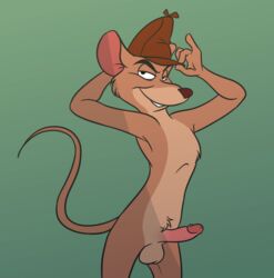 anthro balls basil_(disney) disney erection humanoid_penis ladysomnambule male male_only mammal mouse penis rodent solo testicles the_great_mouse_detective