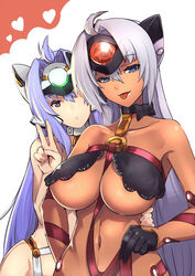 2girls android breasts huge_breasts kos-mos multiple_girls t-elos tongue tongue_out v xenosaga