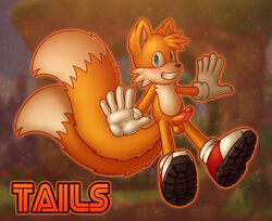 anthro balls blue_eyes blush canine chokodonkey clothing erection footwear fox fur gloves hair looking_at_viewer male male_only mammal penis shoes smile solo sonic_(series) tails